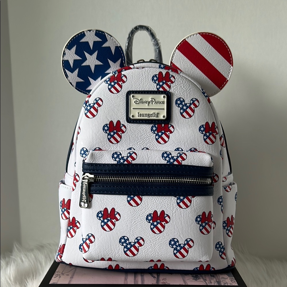 Loungefly Disney Parks Mickey & Minnie AOP Mini Backpack - NWT